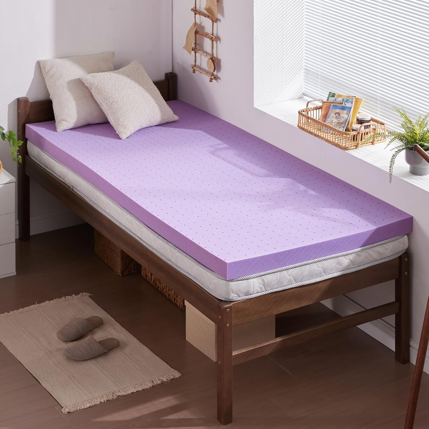 Memory Foam Topper - Gel-Memory-Foam-Matratzenauflage, 2 Zoll Twin-Größe, Atmungsaktive Druckentlastende