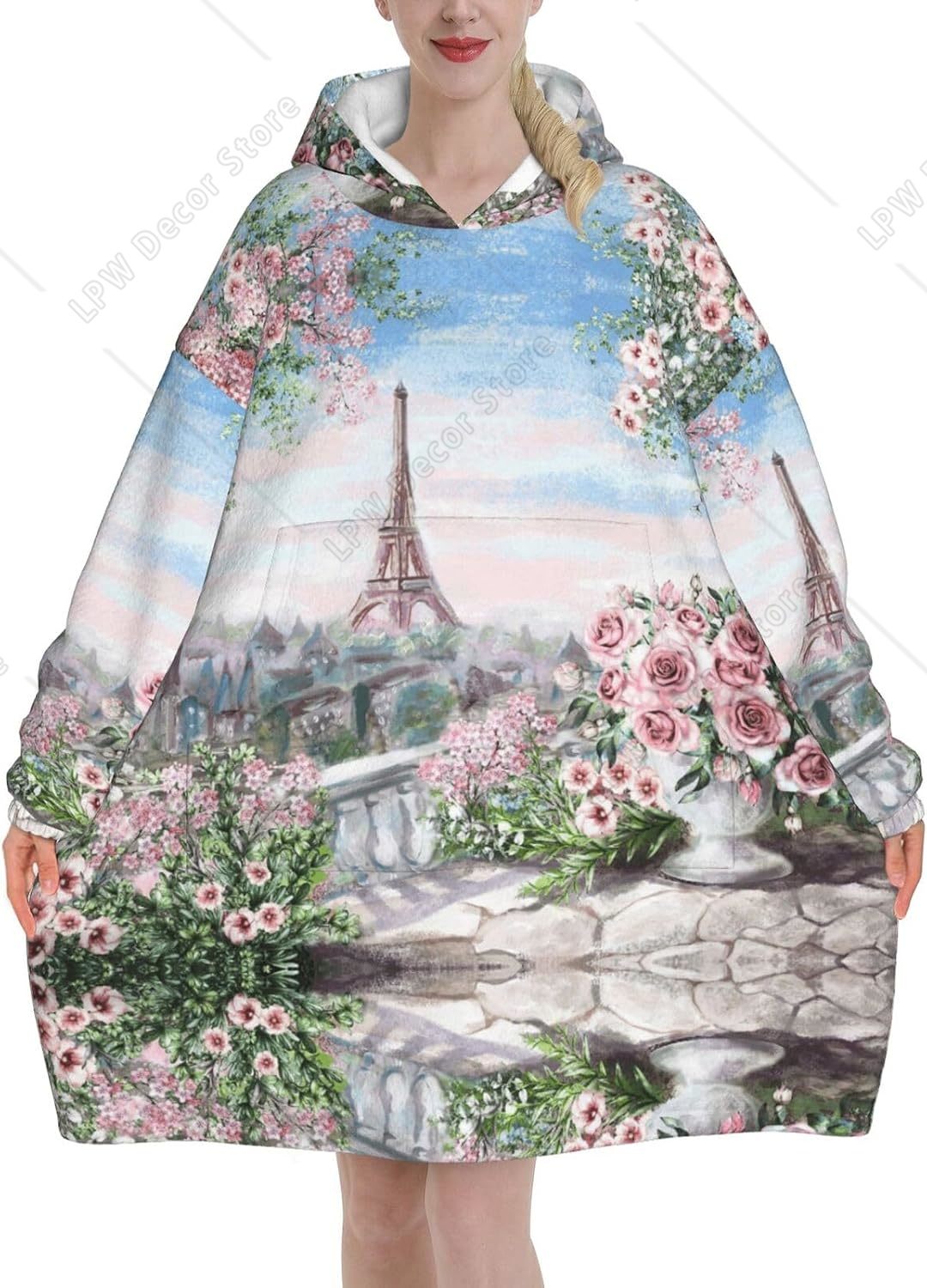 Home Textiles Paris - Tower Paris Print Decken-Kapuzenpullover für Damen