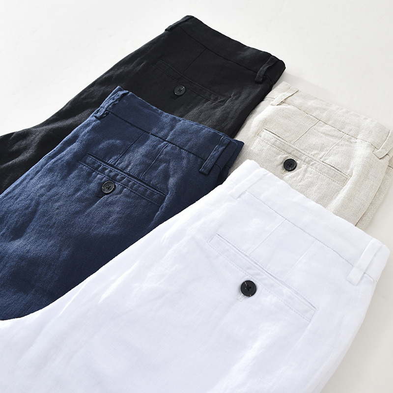 Home Textiles Store - Einfache Herren-Leinen-Freizeithose im japanischen Stil, lockere,