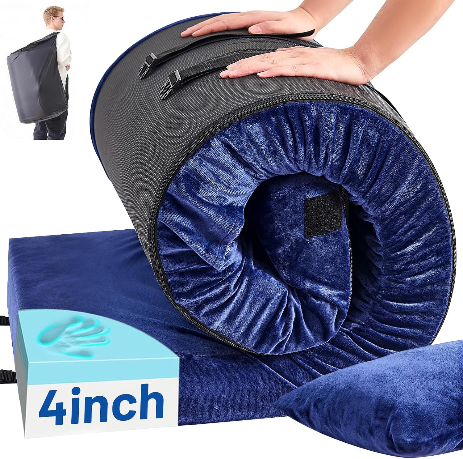 Memory Foam Topper - Memory-Schaum Campingmatratze mit Kissen - Extra