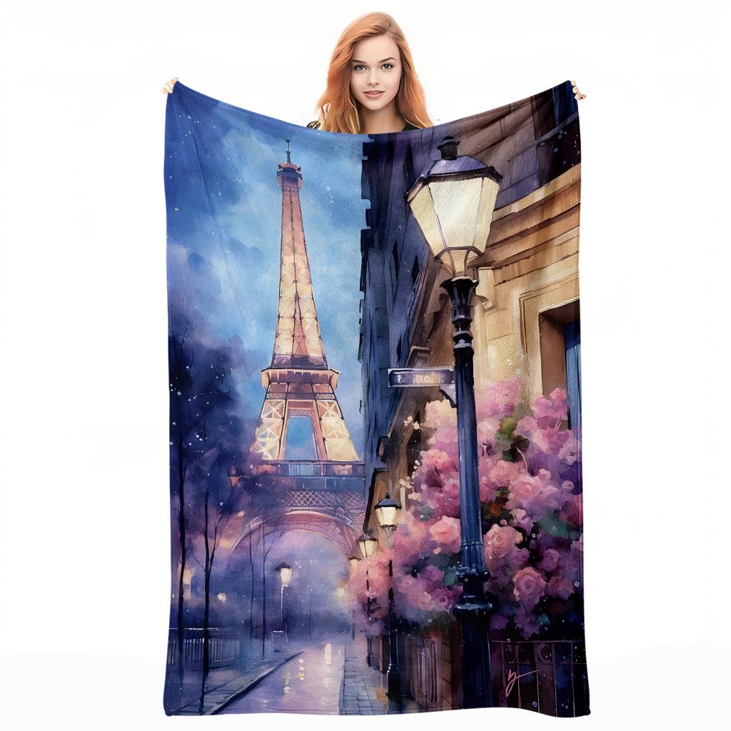 Home Textiles Paris - Decke mit Flanell-Aufdruck „Paris Night Scene
