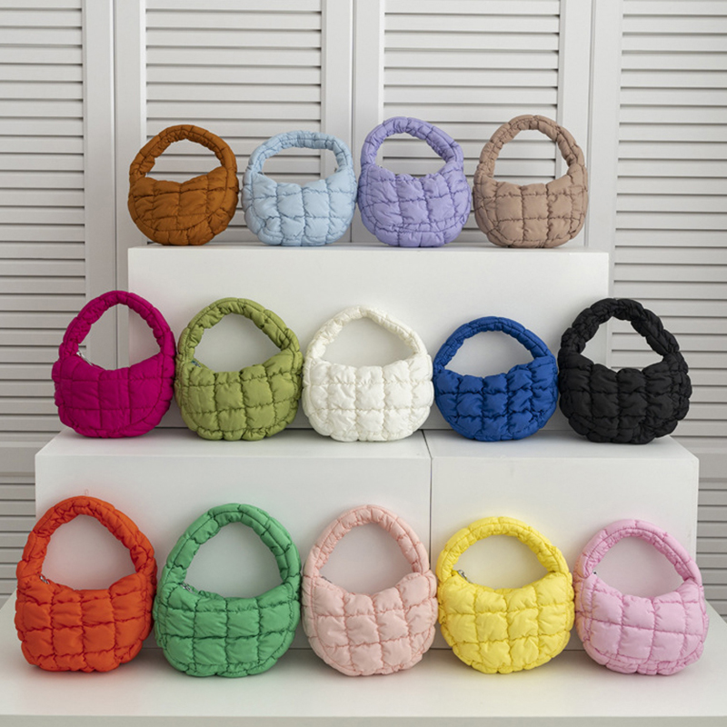Home Textiles Store - Candy Bag Modische Mini-Puffer-Tragetasche Gesteppte Runde