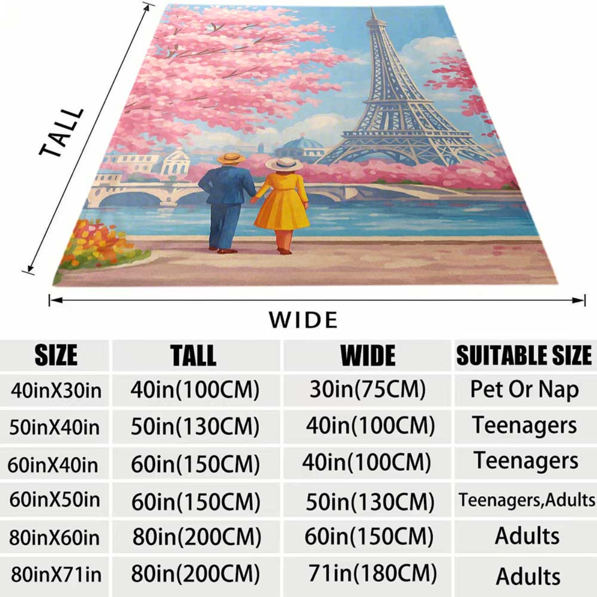 Eiffelturm-Sakura-Paar-Flanell – Home Textiles Paris Bewertung und Preis