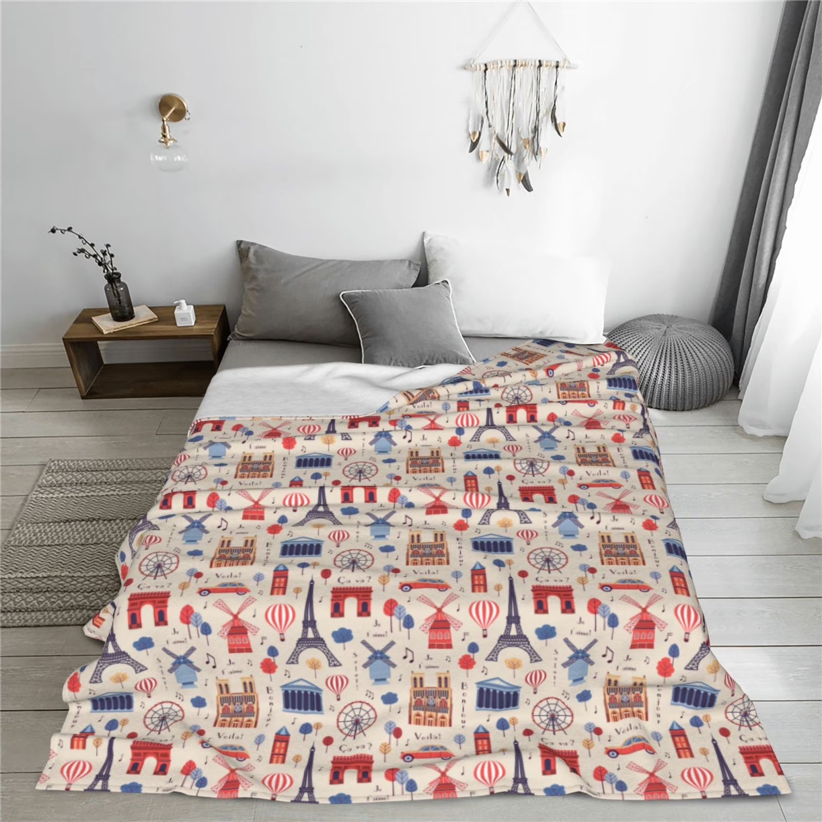 Paris-Landmarken-Druck Sherpa- – Home Textiles Paris Bewertung und Preis