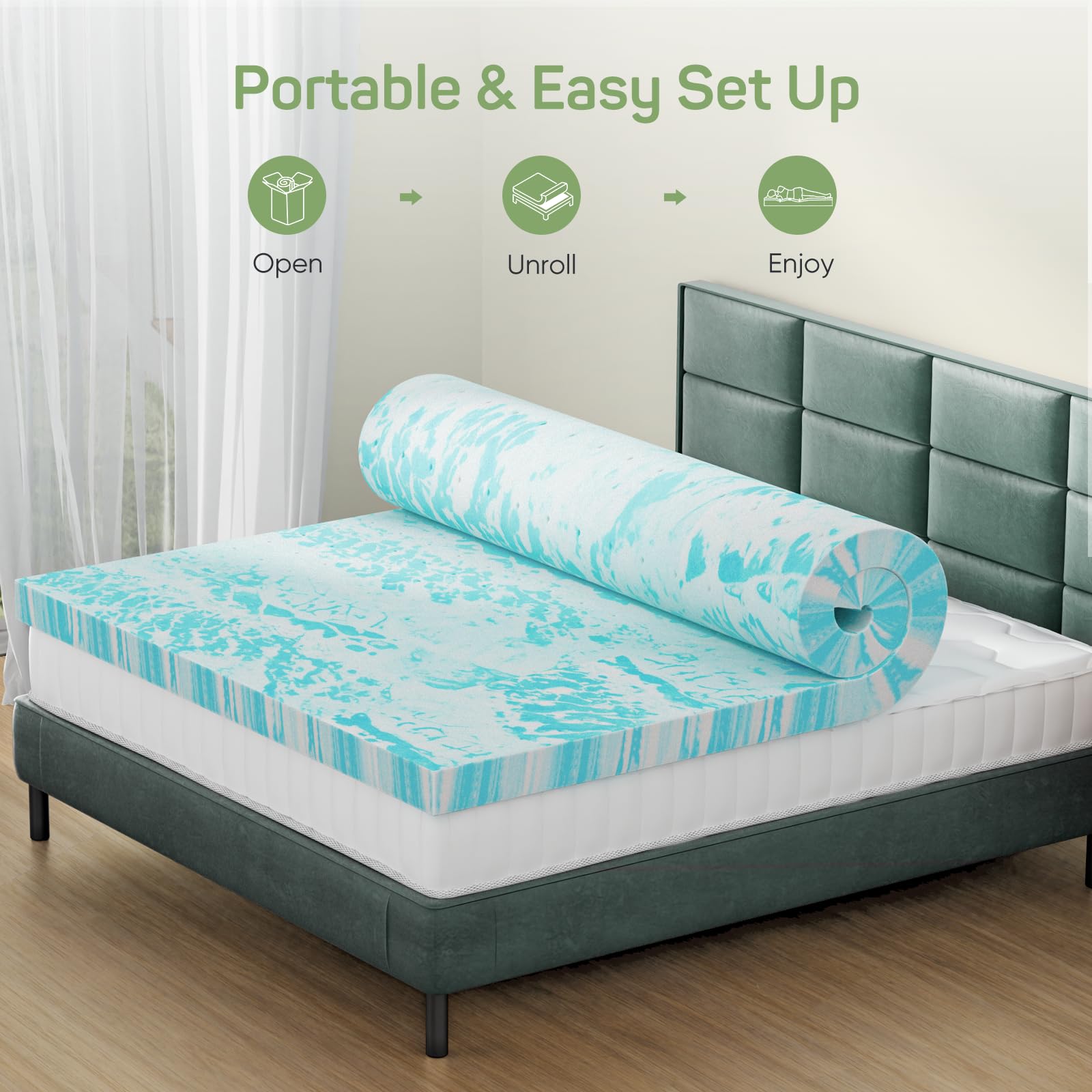 2 Zoll kühlender Gel-Swirl-Mem – Memory Foam Topper Bewertung und Preis